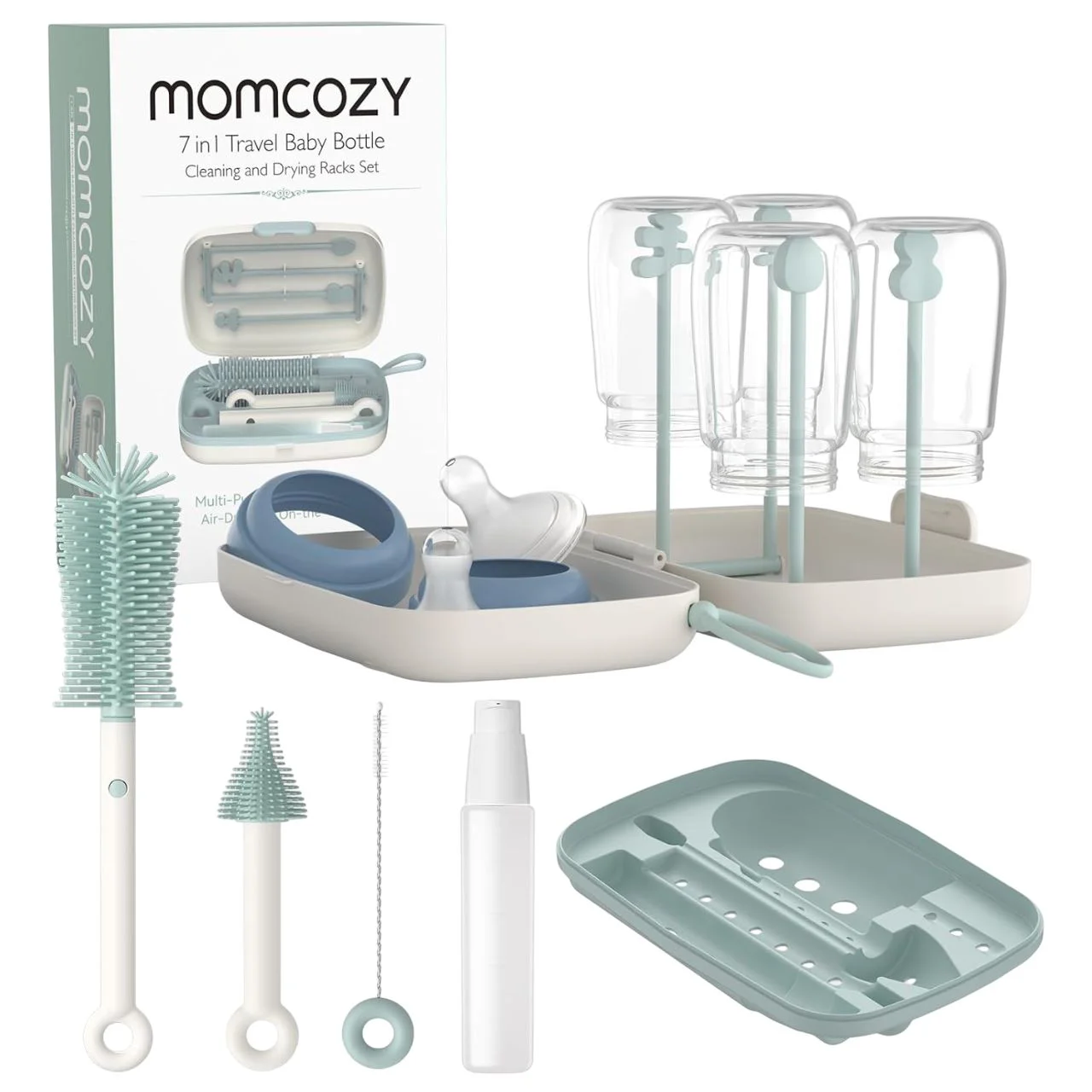 image for Набор для очистки бутылочек 7 в 1 Momcozy Green foto
