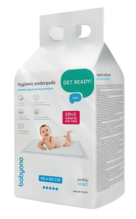 image for Одноразовые впитывающие пелёнки BabyOno (60x40 см), 22 шт. foto