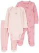 Carter's Set 3 piese Pink Stripe Dog Print - Pantaloni, body si pijama foto