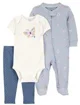 Carter's Set 3 piese Blue Floral Butterfly - Pantaloni, body si pijama foto