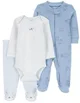Carter's Set 3 piese Blue Stripe Dog Print - Pantaloni, body si pijama foto