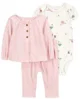 Carter's Set 3 piese Pink Solid - Cardigan, body si pantaloni foto