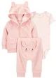 Carter's Set 3 piese Pink Bunny Terry - Cardigan, body si pantaloni foto