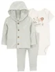 Carter's Set 3 piese Green Graphic - Cardigan, body si pantaloni foto