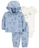Carter's Set 3 piese Blue Dog Print - Cardigan, body si pantaloni foto