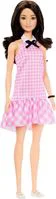 Papusa Barbie "Fashionista in rochie roz in carouri" foto