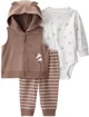 Carter's Set 3 piese Brown Stripe Dog - vesta cu gluga, pantaloni si body foto
