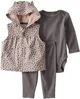 Carter’s Комплект 3 в 1 Solid Charcoal Cheetah - жилет с капюшоном, штаны и боди foto