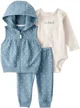 Carter’s Комплект 3 в 1 Blue Quilted Mini Dot - жилет с капюшоном, штаны и боди foto