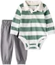 Carter's Комплект 2 в 1 Green Rugby Stripe - штаны и боди foto