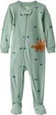 Carter's Pijama din bumbac cu botosei Green Dinosaur foto