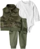 Carter's Set 3 piese Green Camo - vesta, pantaloni si body foto
