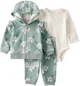 Carter's Set 3 piese Mint Green Floral - vesta cu gluga, pantaloni asortati si body foto