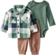 Carter's Set 3 piese Plaid - geaca din microfleece, pantaloni si body foto