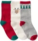 Carter's Set 3 perechi de sosete Christmas Reindeer-Red-Tree Crew foto