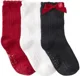 Carter's Set 3 perechi de sosete Christmas Bow-Blk-Wht-Red Crew foto