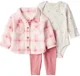 Carter's Set 3 piese Pink Plaid - cardigan, body cu maneca lunga si pantaloni foto