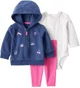 Carter's Комплект 3 в 1 Navy Embroidery - толстовка с капюшоном, боди с длинными рукавами и штаны foto