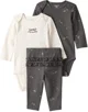 Carter's Set 3 piese Bow Grey - 2 body cu maneca lunga si pantaloni foto