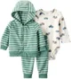 Carter's Set 3 piese Green Stripe - hanorac cu gluga, body cu maneca lunga si pantaloni foto