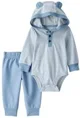 Carter's Комплект 2 в 1 Blue Striped Bear - боди с капюшоном и штаны foto