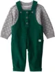 Carter's Set 2 piese Green Solid Overall - pulover si salopeta din catifea reiata foto
