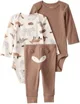 Carter's Комплект 3 в 1 Brown Fox - 2 боди с длинными рукавами и штаны foto