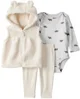 Carter’s Комплект 3 в 1 Ivory Sherpa Bear - жилет с капюшоном, штаны и боди foto