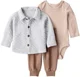 Carter's Set 3 piese Gray Quilted Stripe - cardigan matlasat, body si pantaloni foto