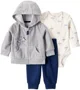 Carter's Set 3 piese Gray Airplane Art - vesta cu gluga, body si pantaloni foto