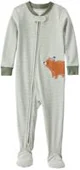 Carter's Pijama din bumbac cu botosei Green Stripe Bear foto
