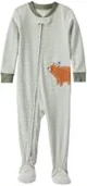 Carter's Pijama din bumbac cu botosei Green Stripe Bear foto