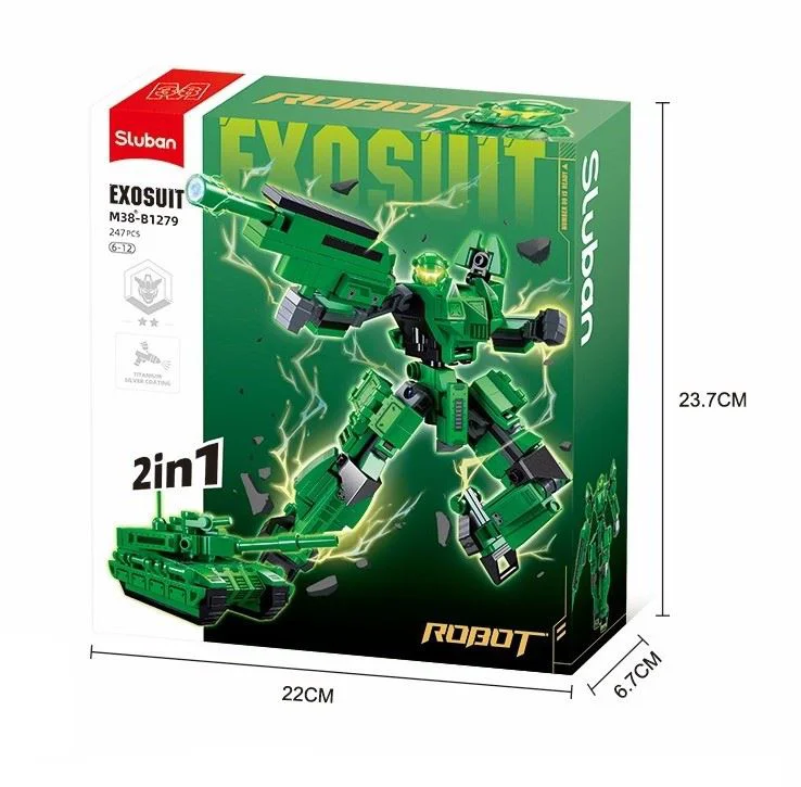 Set de constructie Sluban Tanc militar 2 in 1, 247 piese foto