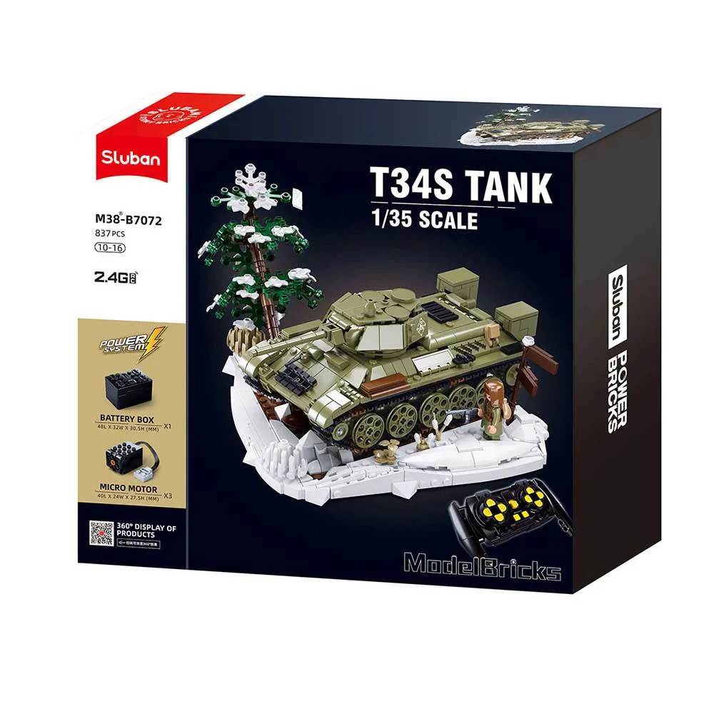 Set de constructie Sluban cu telecomanda Tanc Т-34, scara 1:35, 873 piese foto