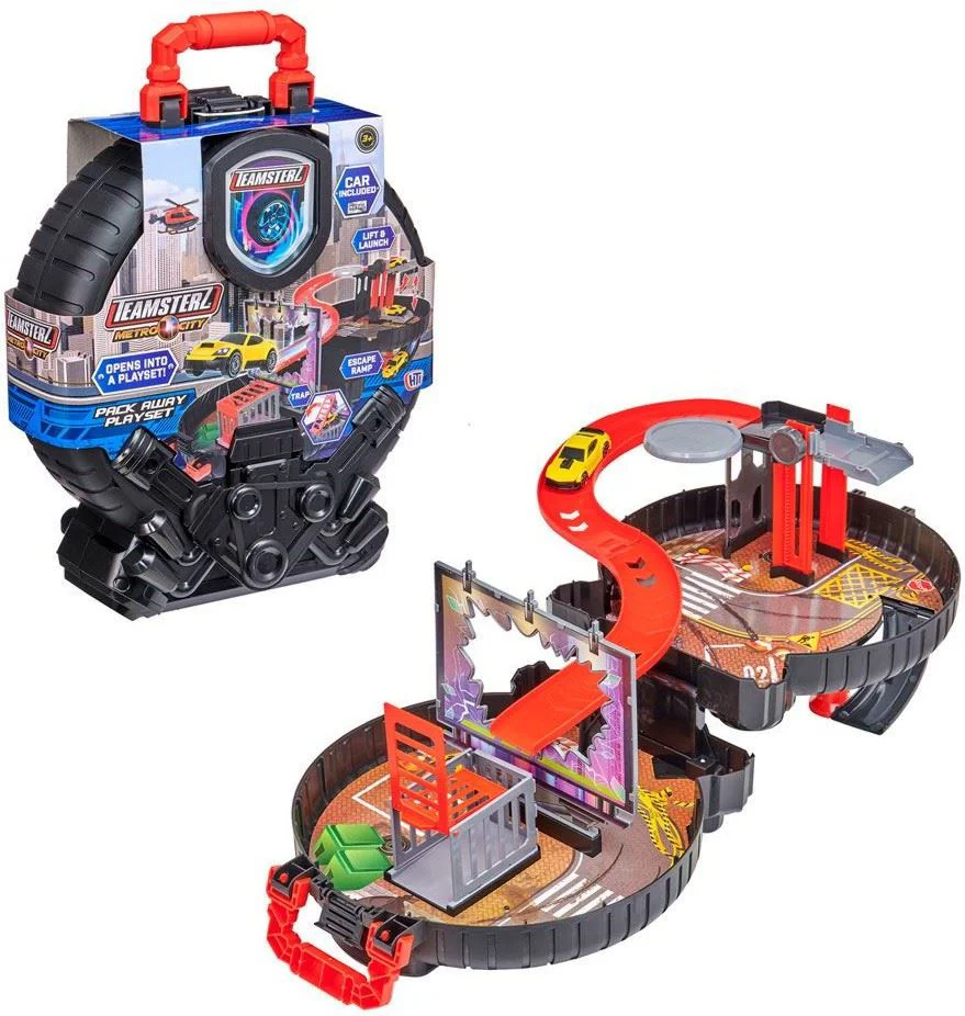 image for Set de joaca HTI Teamsterz Packaway Wheel cu 1 masinuta foto