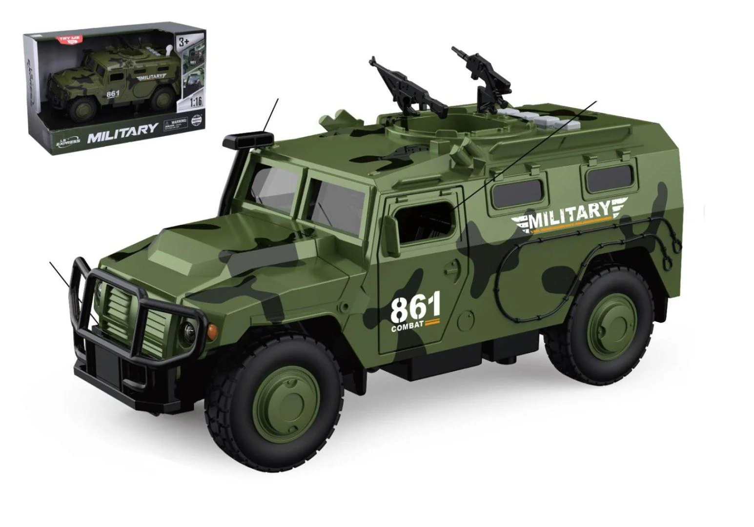 image for Vehicul blindat militar cu inertie Wenyi cu lumini, sunete si usi mobile, 1:16 foto
