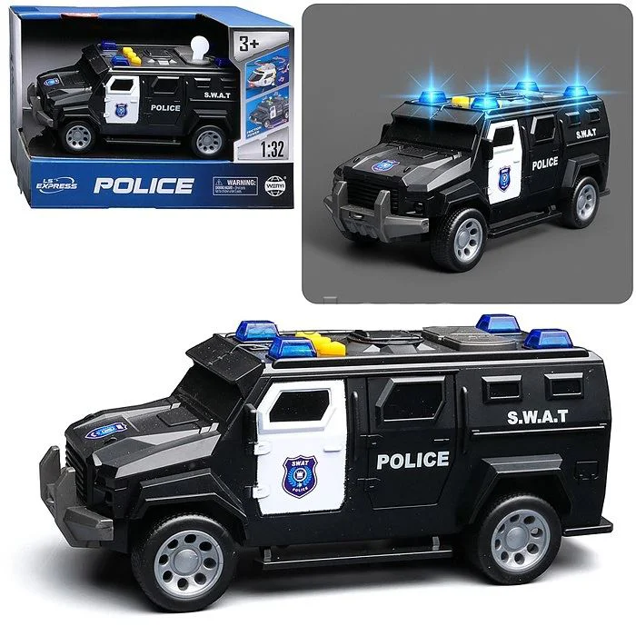 image for Jeep de politie cu frictiune Wenyi cu lumini si sunete, 1:32 foto
