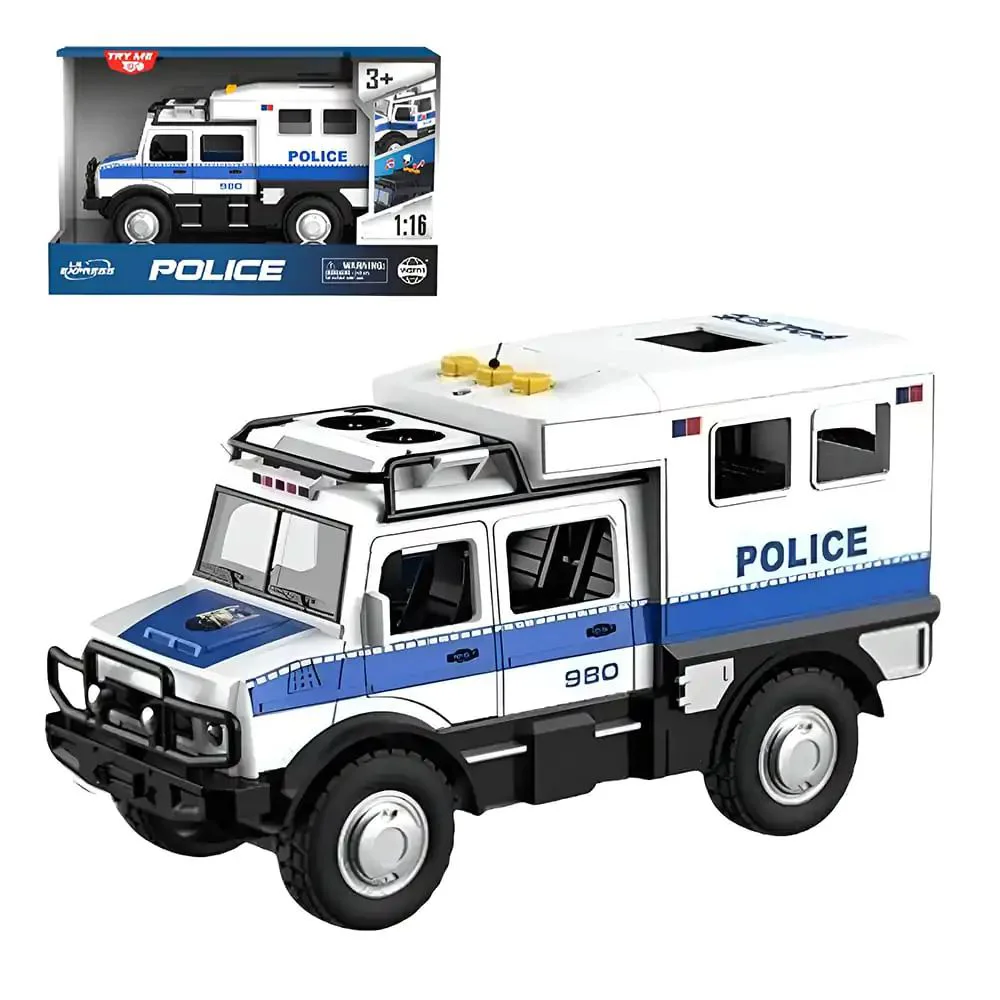 Jeep de politie cu inertie Wenyi cu lumini, sunete si usi mobile, 1:16 foto