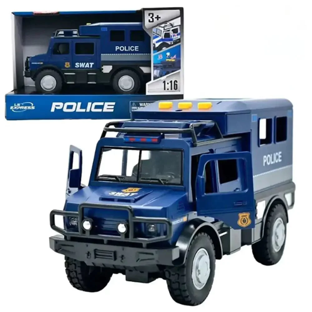 Jeep de politie cu inertie Wenyi cu lumini, sunete si usi mobile, 1:16 foto