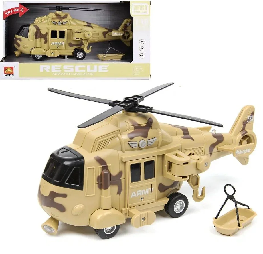 image for Elicopter militar de salvare cu inertie Wenyi cu lumini si sunete, 1:20 foto
