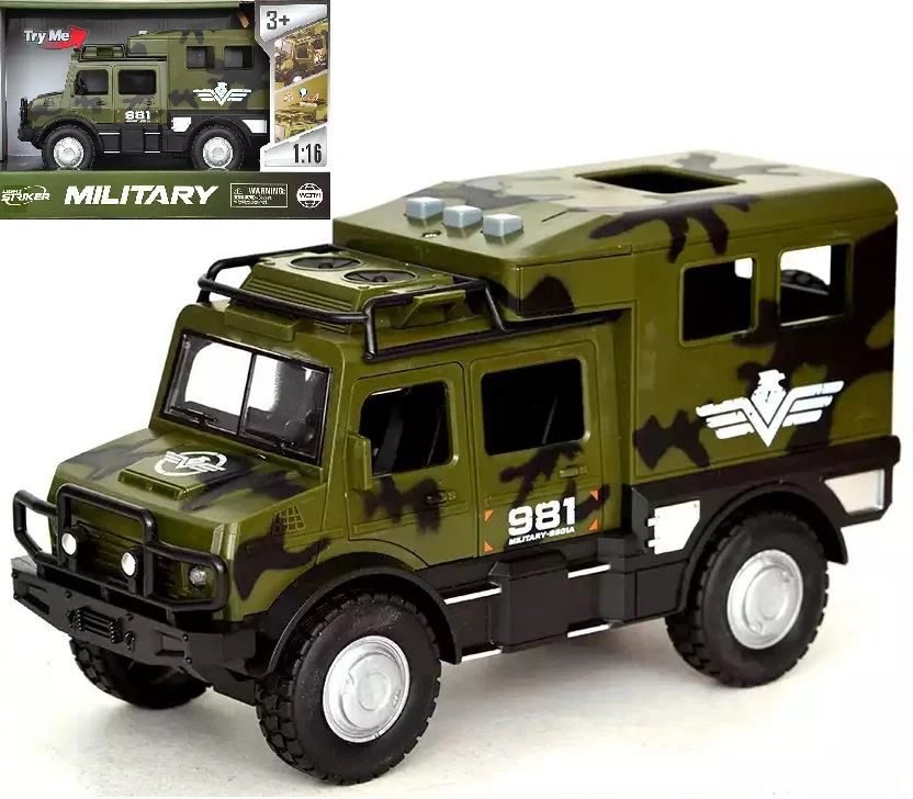 Masina militara blindata cu inertie Wenyi Camuflaj verde cu lumini si sunete, 1:16 foto