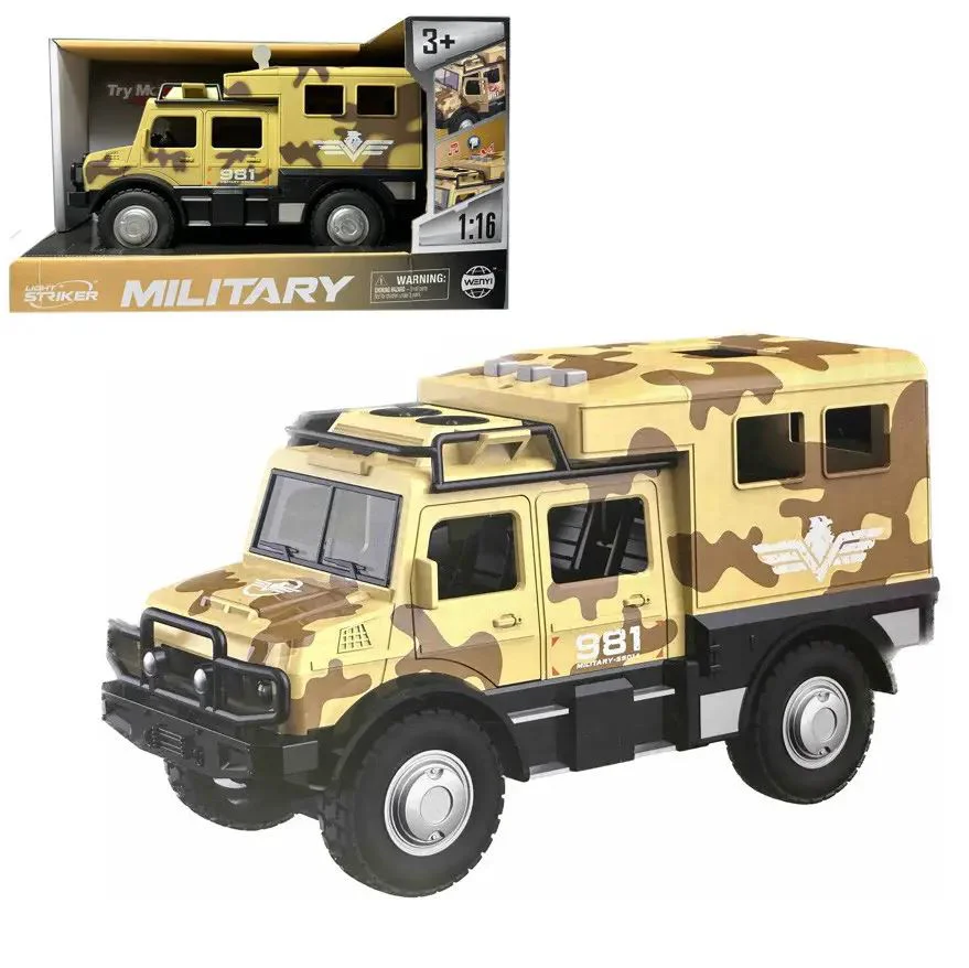image for Masina militara blindata cu inertie Wenyi Camuflaj cu lumini si sunete, 1:16 foto