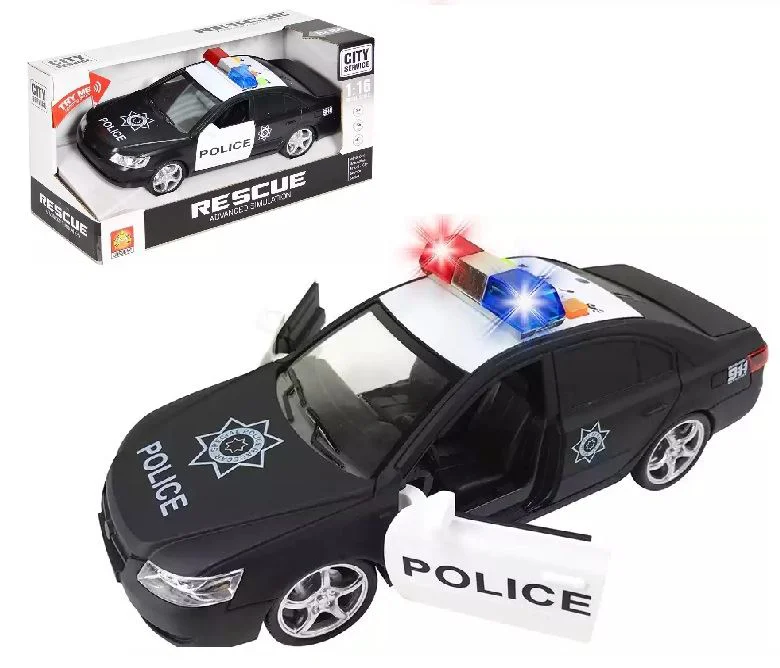image for Masina de politie cu inertie Wenyi cu lumini si sunete, 1:16 foto