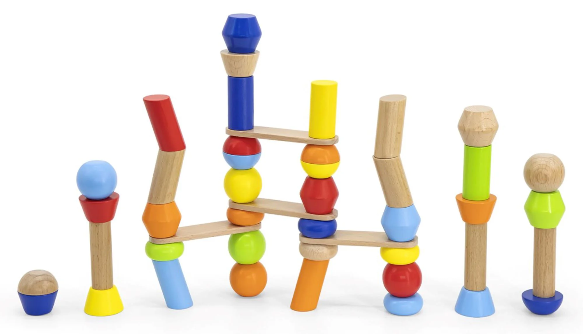 image for Constructor educativ din lemn Viga Toys Construieste Turnul, 46 el. foto