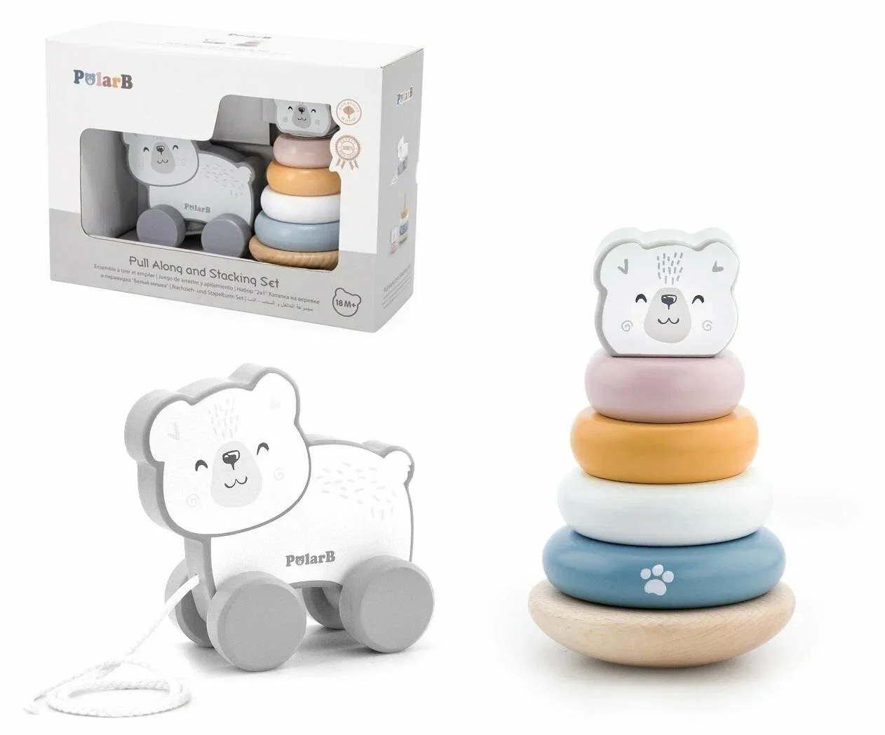 Set de joaca Viga Toys Jucarie de tras si piramida - Urs Polar foto