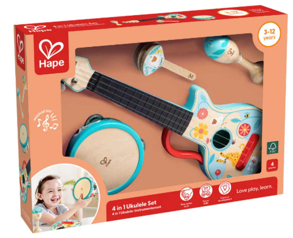 image for Набор для игры 4 в 1 Hape Укулеле foto