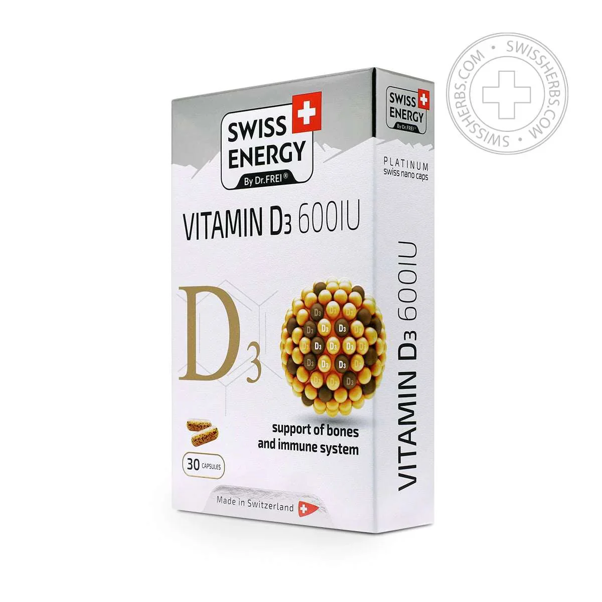 image for Capsule Swiss Energy Vitamin D3 600 IU, 30 buc. foto