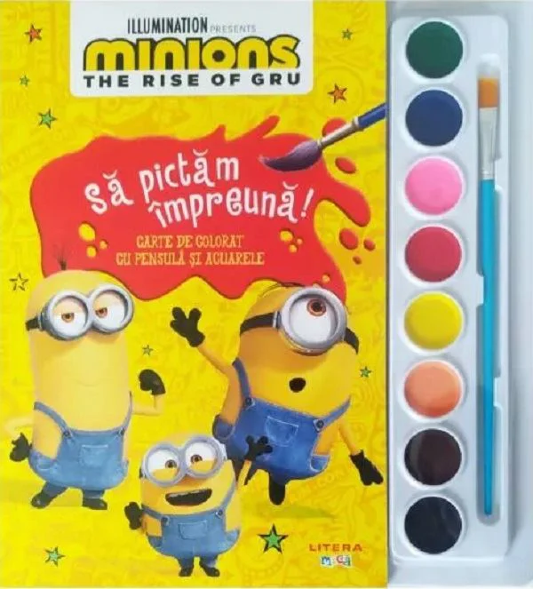 Minions. Sa pictam impreuna! Carte de colorat cu pensula si acuarele foto