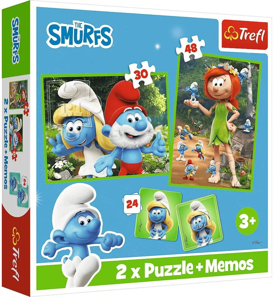 Puzzle Trefl 2 in 1 + Joc memo "Smurfs have fun" foto