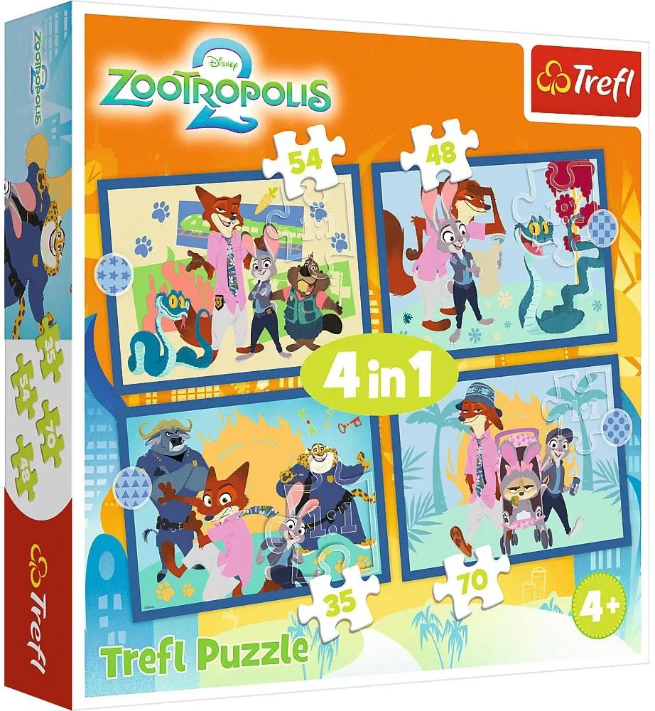 image for Puzzle Trefl 4 in 1 An adventurous Zootopia foto